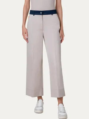 Akris Punto Chiara Colorblock Wide Leg Crop Pants in Beige/Navy/Orange