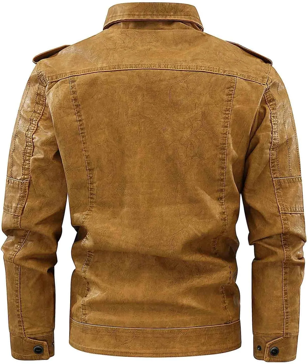 Dgoopd Men Leather Jacket Stand Collar Moto Jacket Vintage Motorcycle Jacket Zip up Faux Leather Jacket Casual Biker Jacket