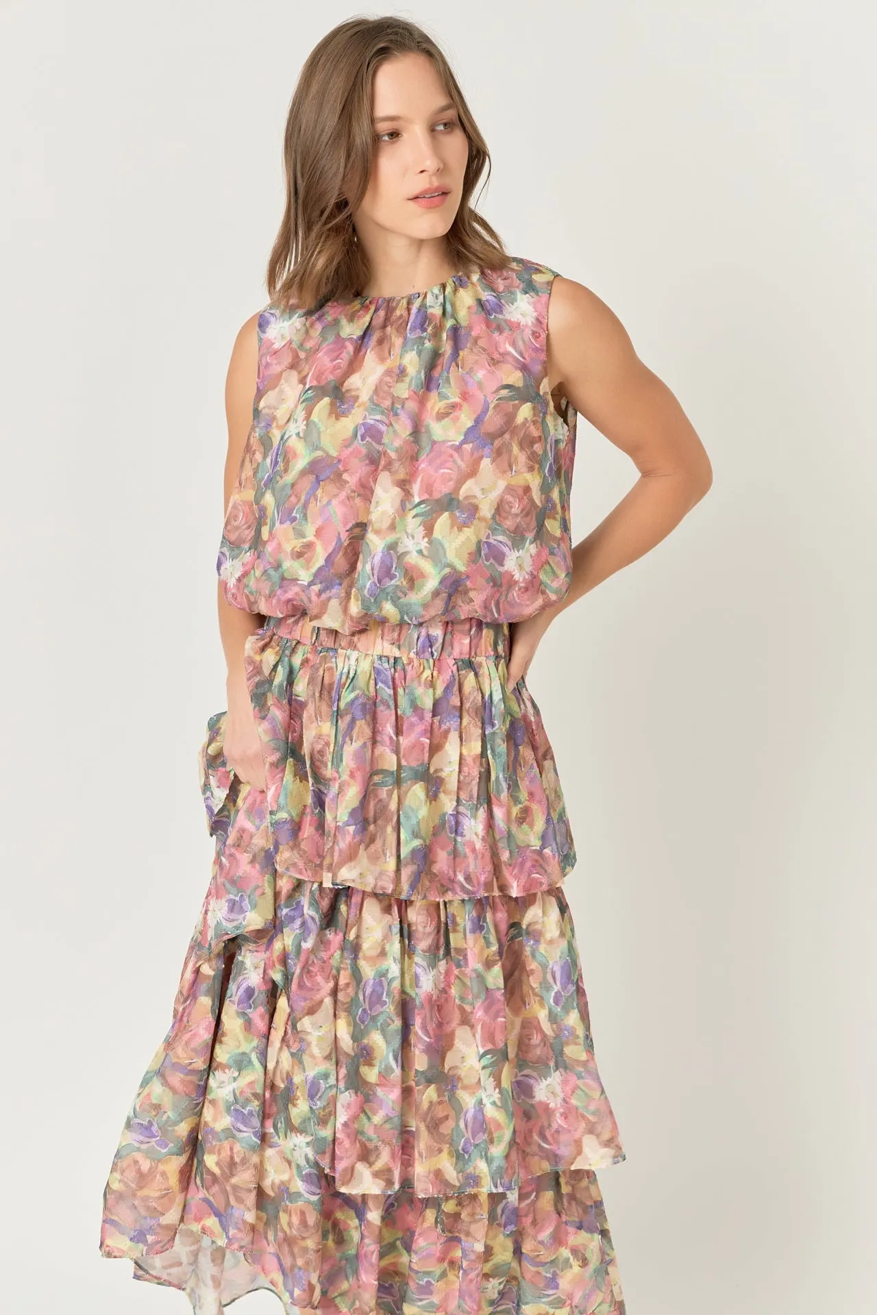 Endless Rose - Sleeveless Blouson Top