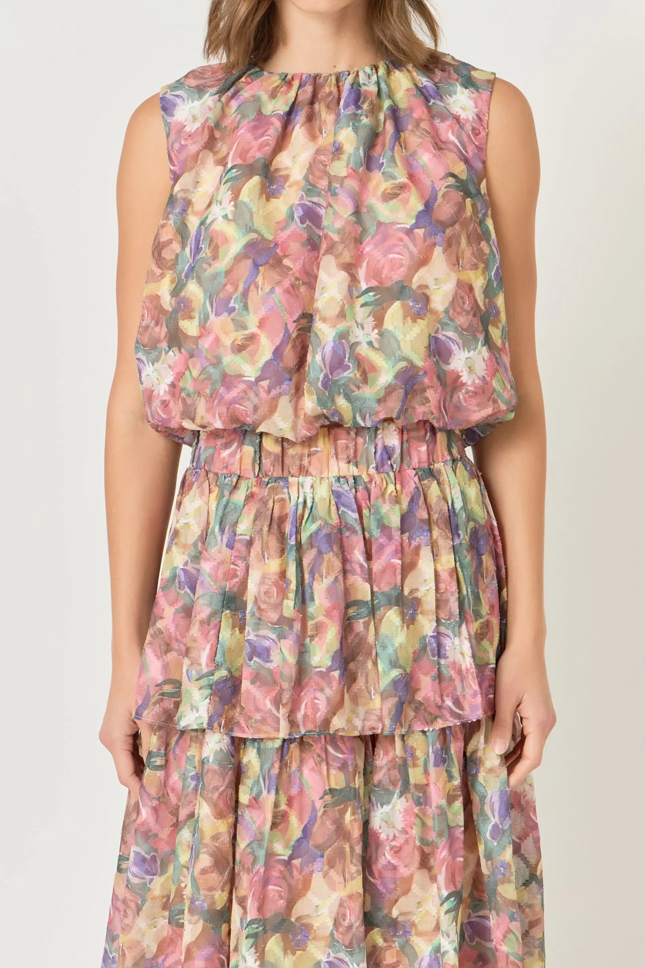Endless Rose - Sleeveless Blouson Top