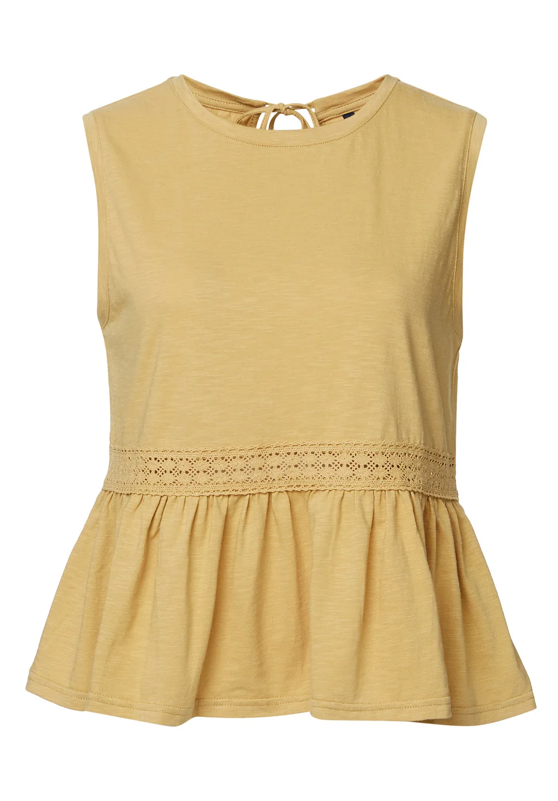 Farren Women’s Sleeveless Peplum Top in Curry Yellow - KT0029S