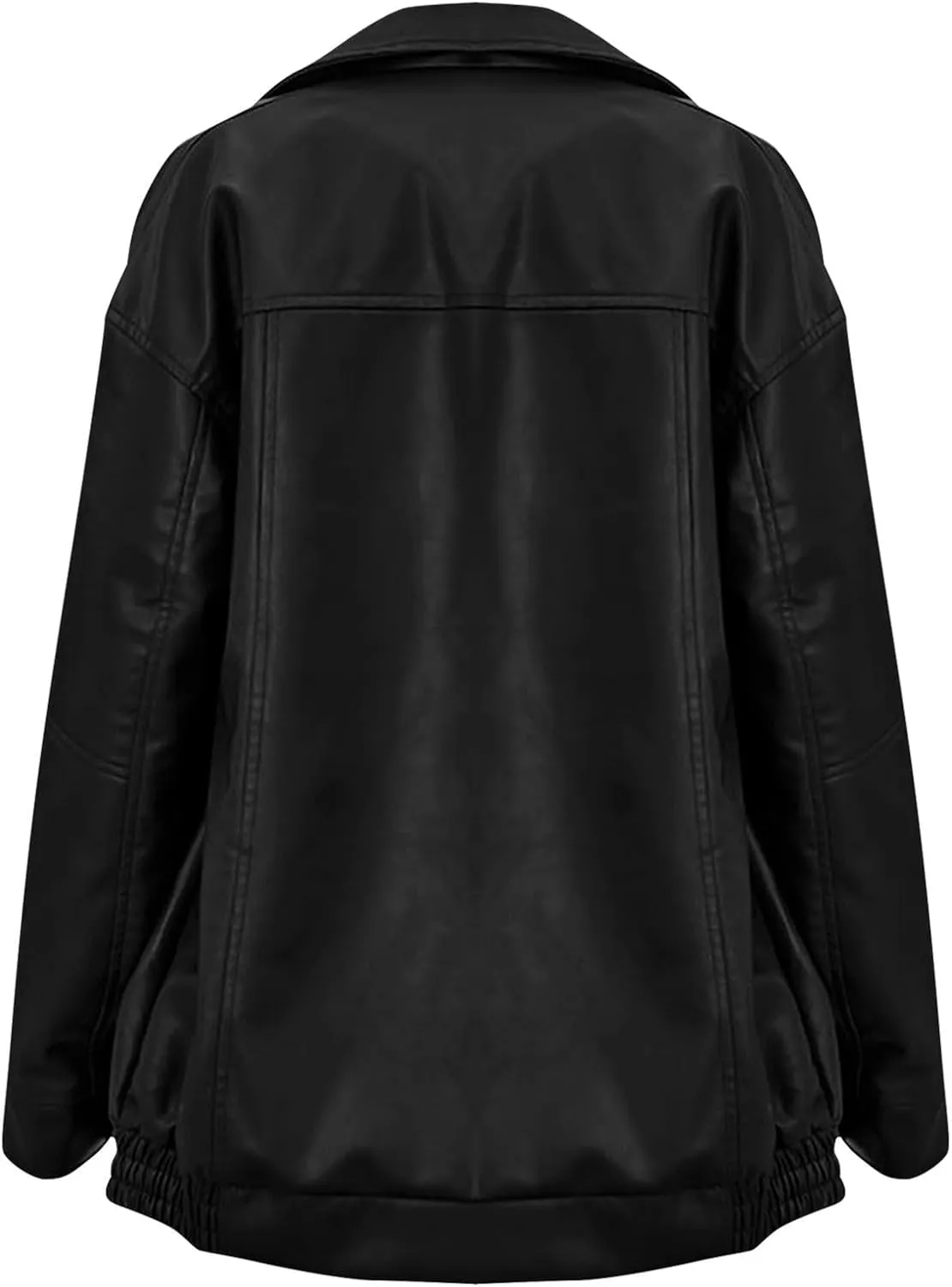 Faux Leather Jacket Women Oversized Zipper Casual Coats Trendy Motocycle Fall Jackets 2024 Trendy Clothes With Pockets