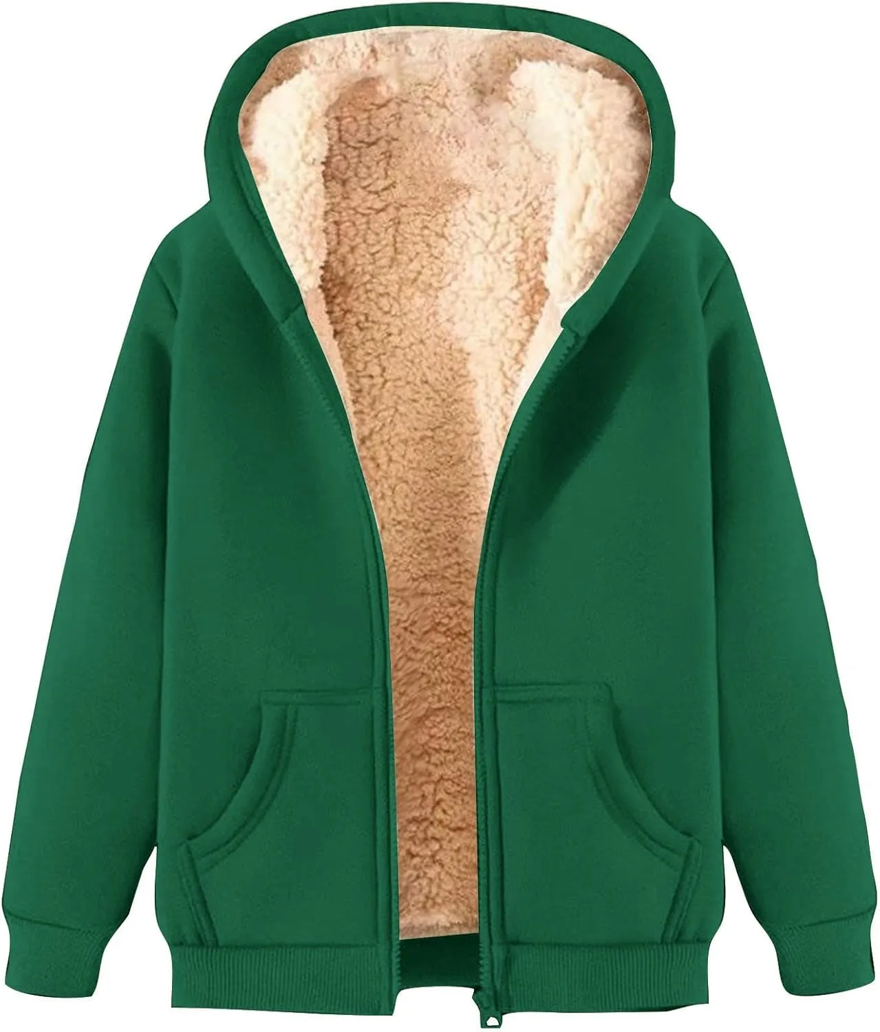Fleece Hoodie for Men Full Zip Sherpa Lined Sweatshirt Winter Warm Hooded Coat Solid Thermal Coats Work Wear for Men