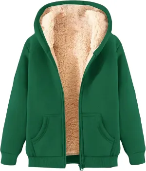 Fleece Hoodie for Men Full Zip Sherpa Lined Sweatshirt Winter Warm Hooded Coat Solid Thermal Coats Work Wear for Men