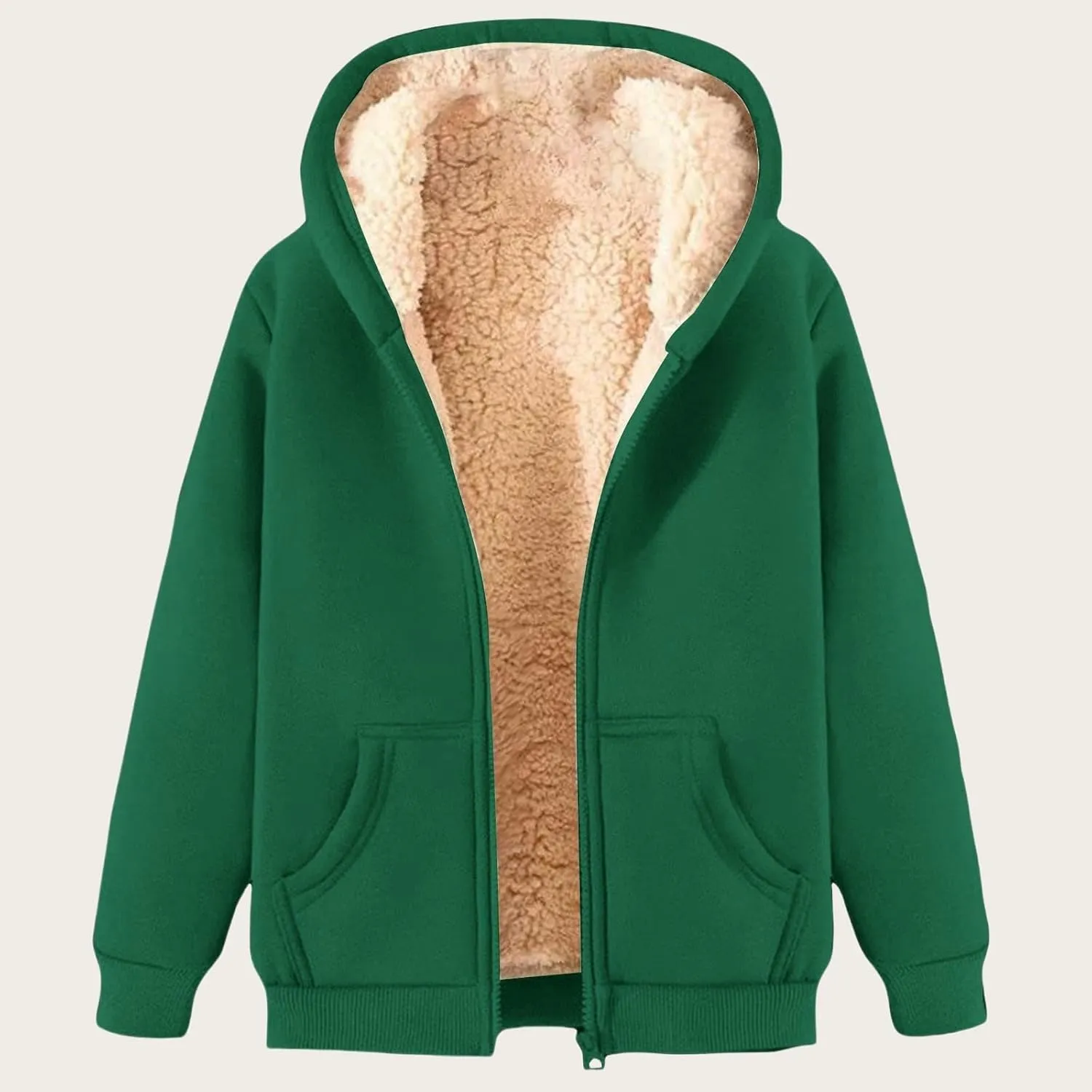 Fleece Hoodie for Men Full Zip Sherpa Lined Sweatshirt Winter Warm Hooded Coat Solid Thermal Coats Work Wear for Men