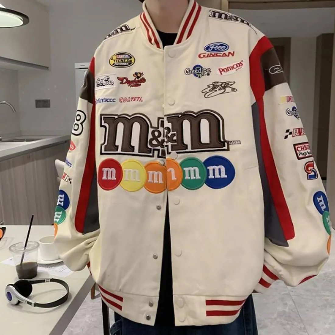 HZCX FASHION Mens Womens Varsity Badges Baseball Jacket Unisex Uniform Sport Coat Motorcycle Button Down Bomber Jackets