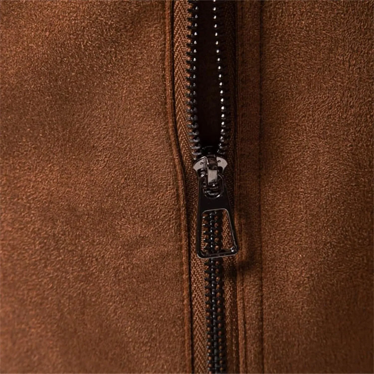 Men's Full Zip Suede Jacket Vintage Lightweight Casual Trucker Coat with Pockets