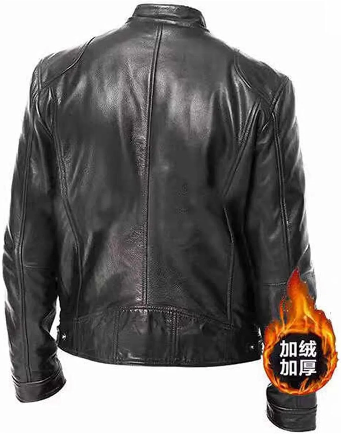 Mens Leather Jacket Stand Collar Moto Jacket Waterproof Motorcycle Jacket Faux Leather Jacket Casual Biker Jacket
