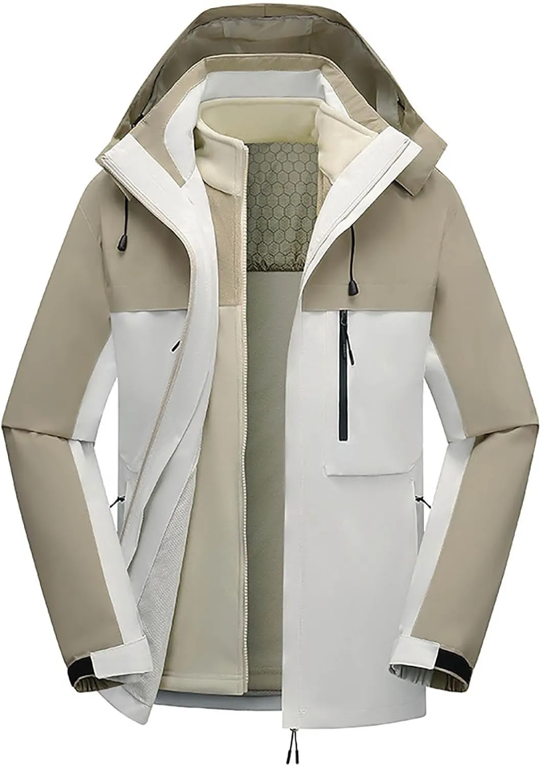 Mens Rain Jackets Lightweight Waterproof Windproof Thickened Jacket Winter 3 In 1 Hoodie Jacket Men with Hood
