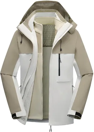 Mens Rain Jackets Lightweight Waterproof Windproof Thickened Jacket Winter 3 In 1 Hoodie Jacket Men with Hood
