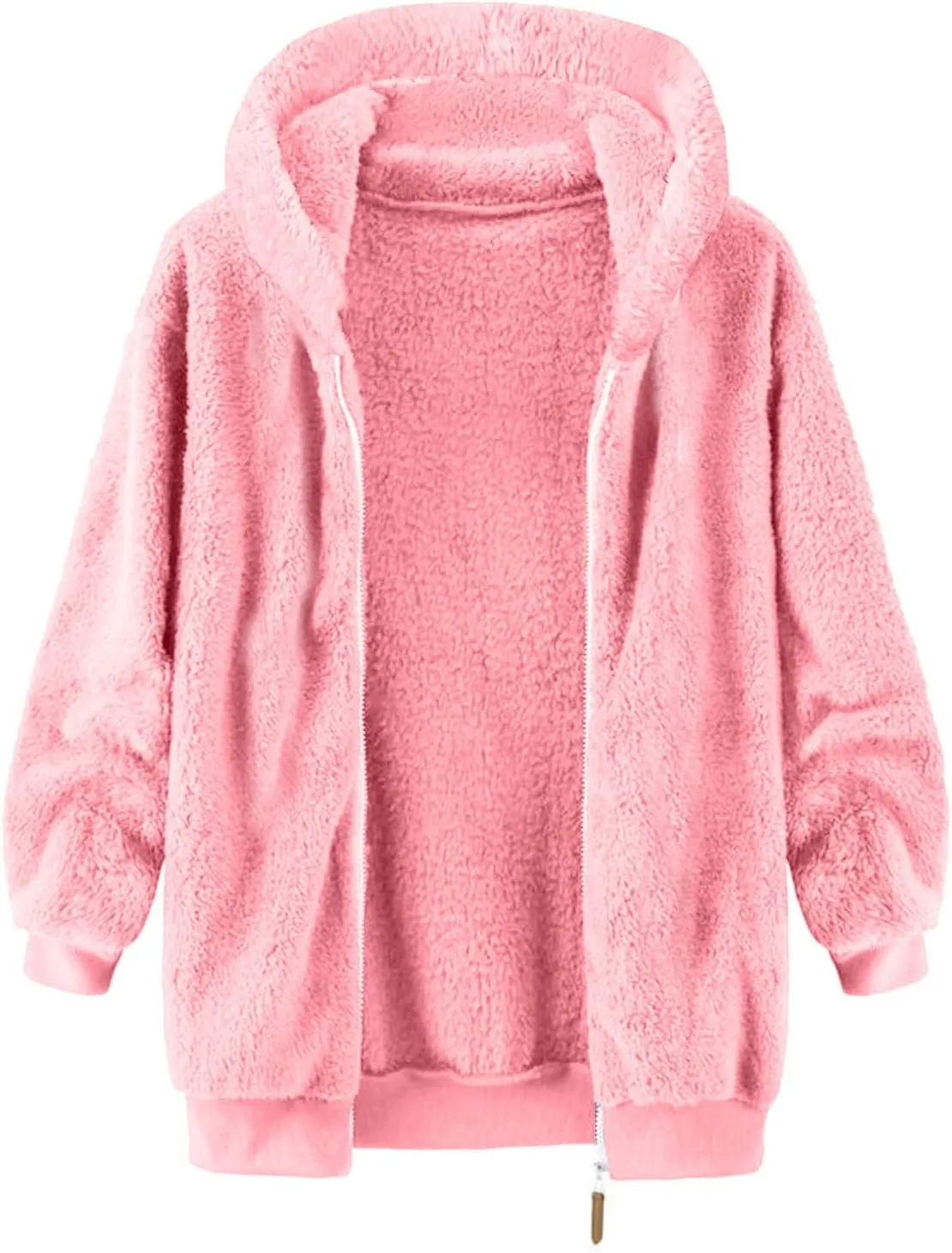 Men's Winter Hoodies Sherpa Fleece Jacket Warm Lightweight Plush Fuzzy Sweatshirt Zip Up Outwear Faux Fur Fluffy Coat