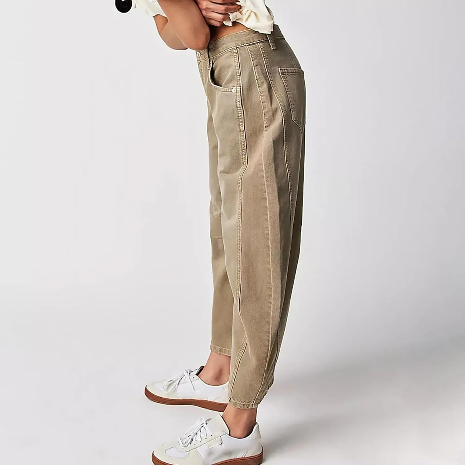 Plus Size Women's Barrel Jeans High Waisted Casual Straight Leg Stretchy Denim Pant Trendy Wide Leg Long Trouser 2024