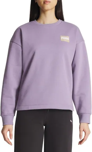 PUMA Women's Fleece Crewneck Sweatshirt Badge (Purple, S)