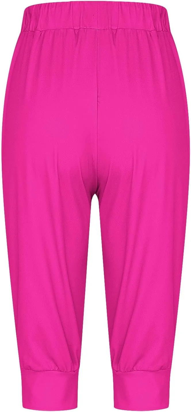 Women Drawstring Capris 2025 Loose Cropped Pants with Pockets Workout Sweatpants Causal Lounge Pants for Summer