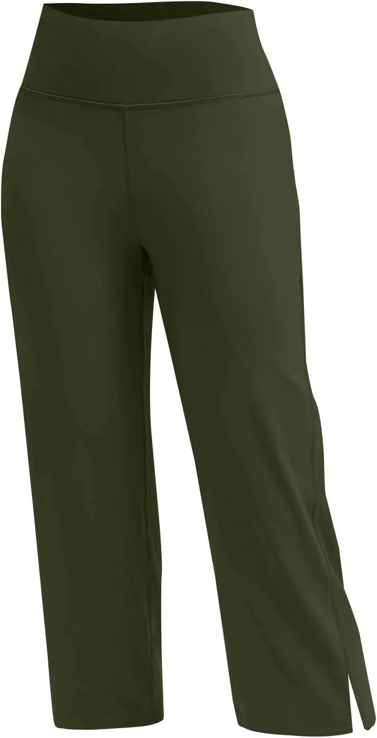 Women's Straight Leg Yoga Capris High Waist Tummy Control Bootcut Crop Pants Athletic Workout Leggings with Pockets