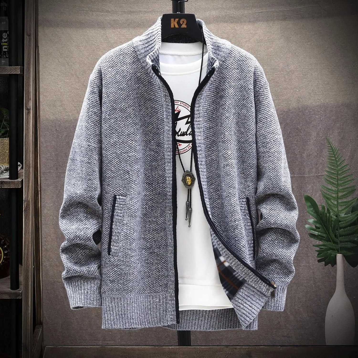 Ymosrh Mens Jackets and Winter Men's Fashion Loose Cardigan Warm Lapel Hooded Jacket Sweater Lightweight Rain Jacket