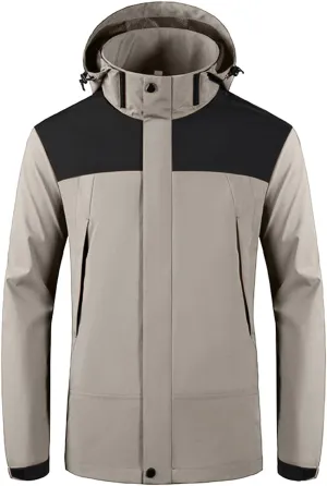 Zeiyignr Men's Waterproof Ski Snow Jacket Lightweight Rain Jacket with Hood Mountain Hiking Windbreakers Casual Parka Coats